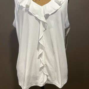 Nine West romantic sleeveless ivory ruffle blouse NWT.